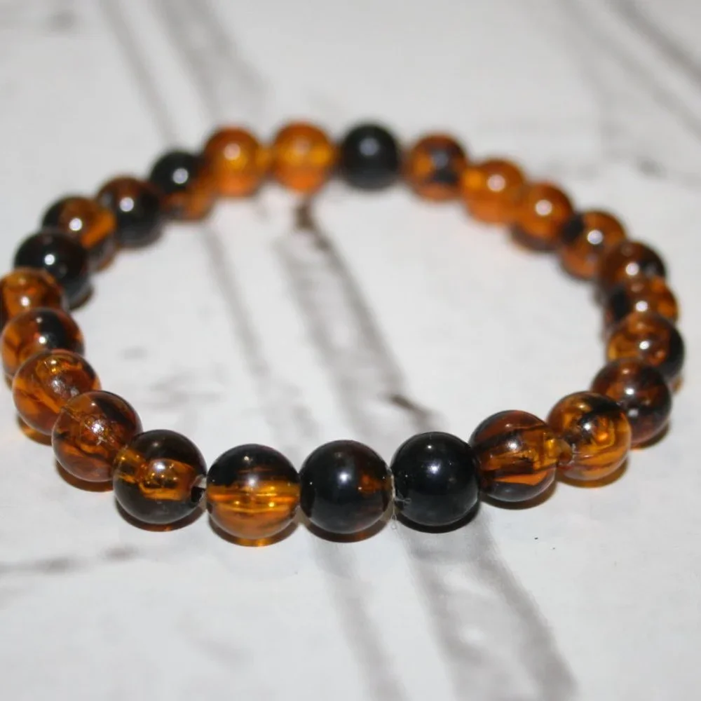 Beautiful vintage brown and black beaded bracelet 7